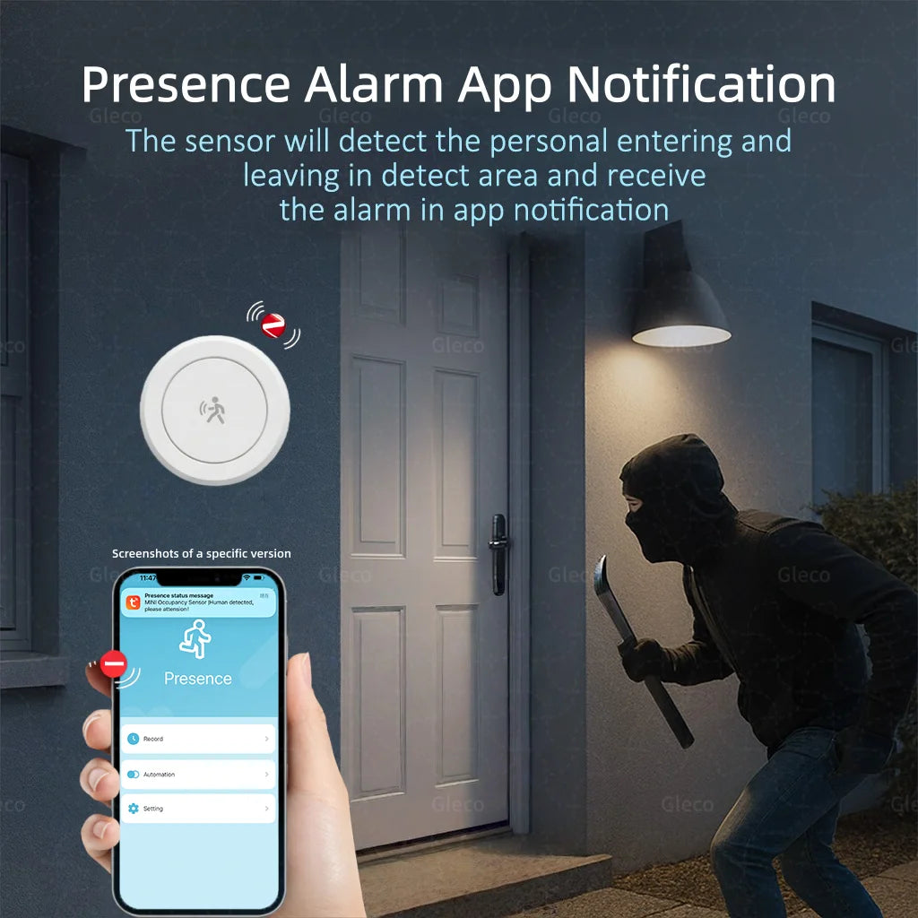 Zigbee 24G MmWave Human Presence Sensor Mini Radar Detector for Tuya Smart Home Smart Life Z2M PIR Motion Sensor Need Gateway