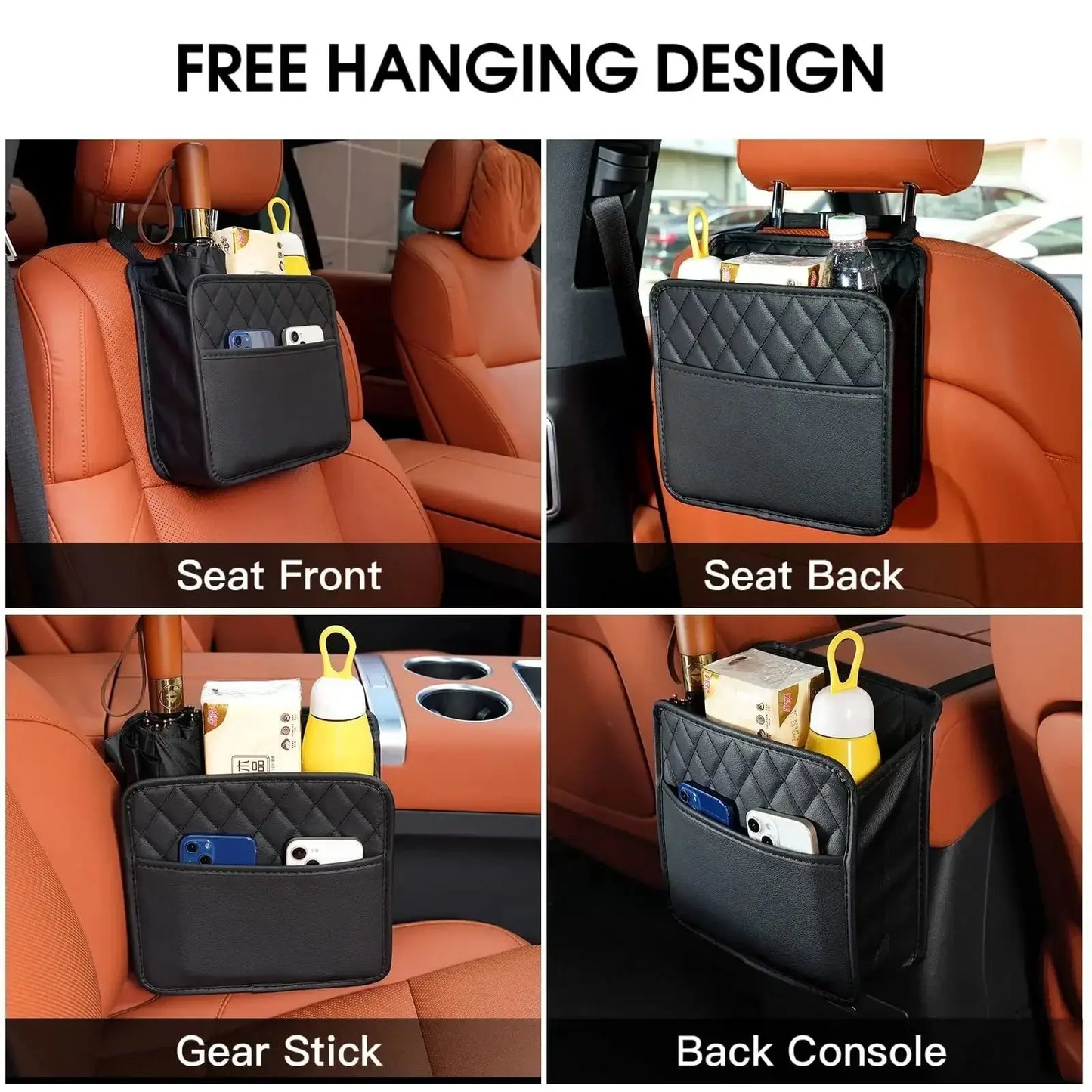 Multi-Function Car Seat Back Organizer | Portable Foldable Design with Hanging Pockets & Storage