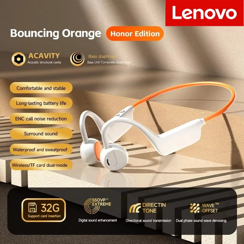 Lenovo Bone Conduction Headset Wireless Bluetooth 5.4 IPX8 Waterproof Swimming Sports Headphone  With Mic Exercise Fitness 2026