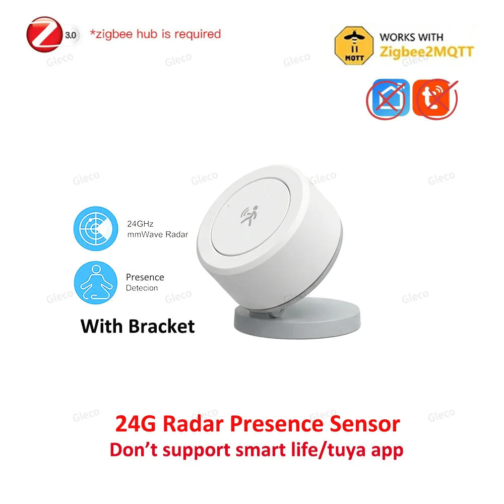 Zigbee 24G MmWave Human Presence Sensor Mini Radar Detector for Tuya Smart Home Smart Life Z2M PIR Motion Sensor Need Gateway