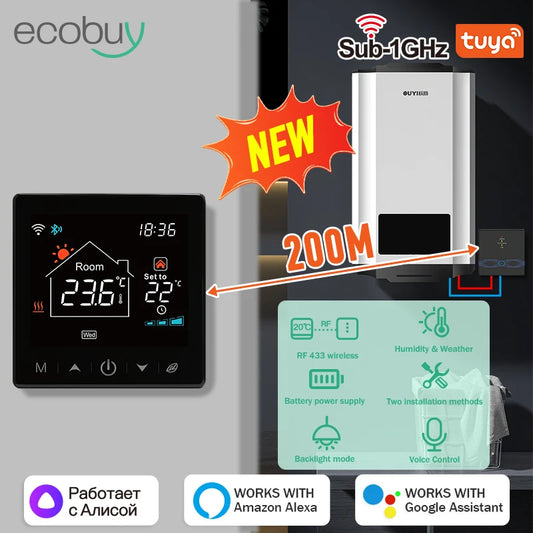 Tuya Smart Home Wifi Thermostat Wireless 433Mhz Gas Boiler Water Heating Temperature Controller Alexa Google Home Smart Life