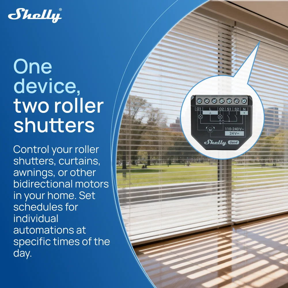Shelly 2PM Gen4 Zigbee 2 Channel Smart Switch Matter Control Curtains Nlinds Power Metering Compatible Alexa Homekit Google Home