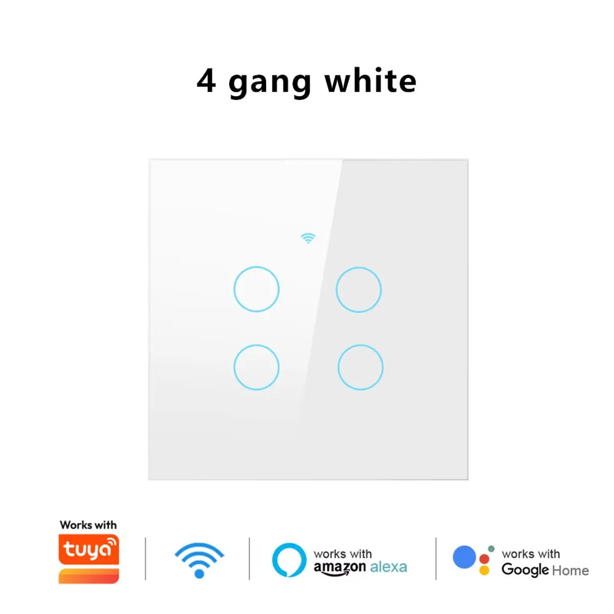 For TUYA Smart Switch Wifi RF433 White Touch Wall Switch EU Standard Timing No Neutral Wire Needed Alexa Google Home App Control