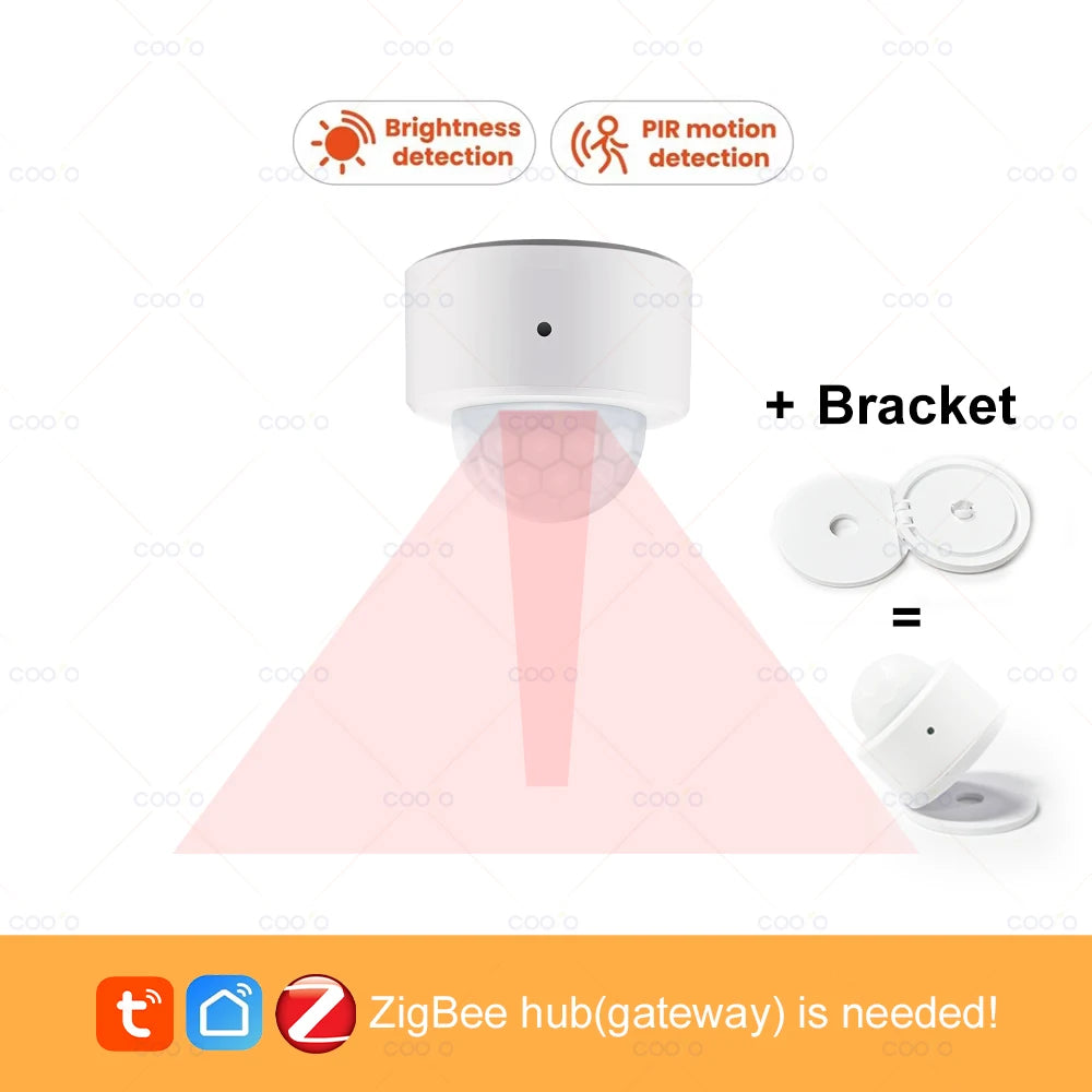 New Tuya Zigbee PIR Motion Sensor Infrared Human Body Move + Bright Lux Light Detector Burglar Alarm Sensor work with Smart Life