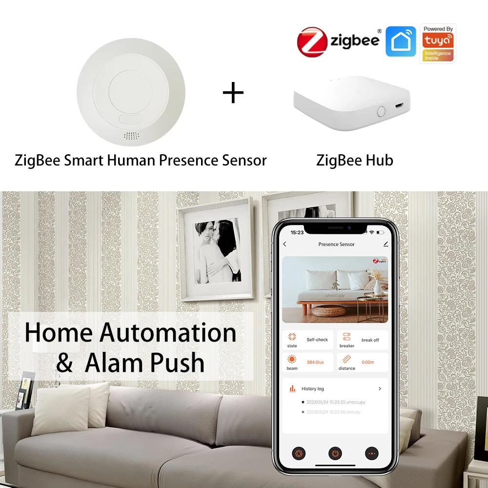 ZigBee/Wifi 5.8/24G MmWave Radar Human Presence Motion Sensor With 16A Relay Luminance Detection 110/220V Tuya Smart Life Home