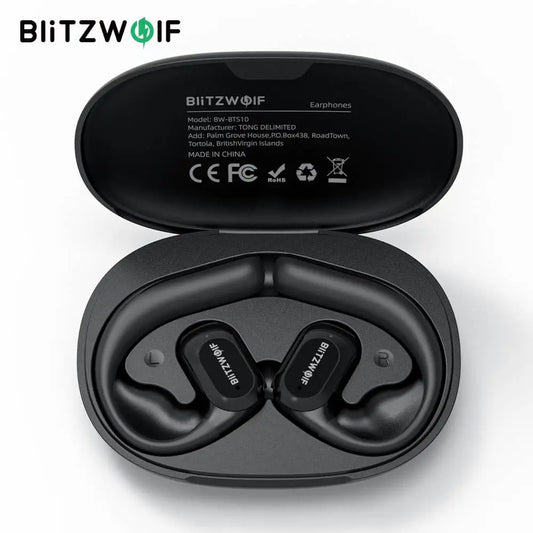 BlitzWolf BW-BTS10 OWS bluetooth Earbuds Bone Conduction Earphone with Mic Game Low Latency IPX8 Waterproof Open Ear Earhooks