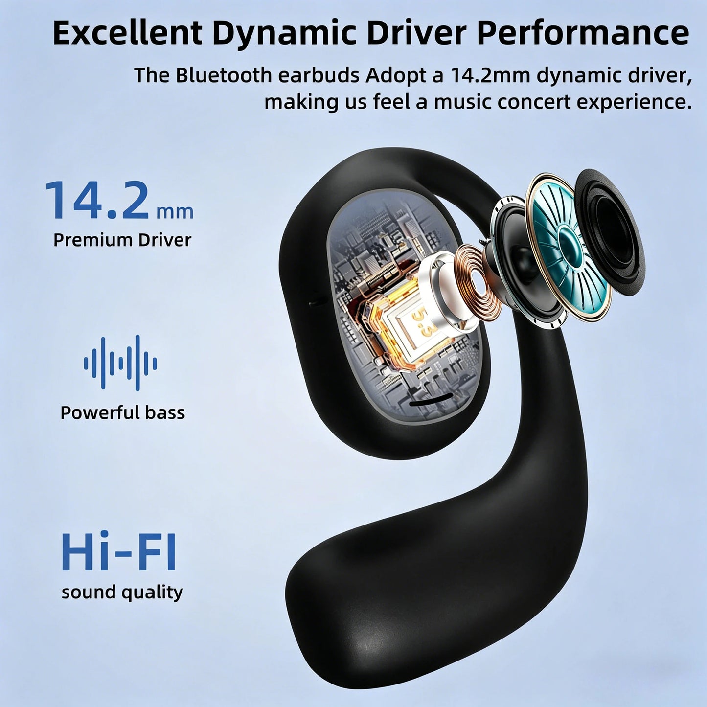 Portable Earbuds Bone Conduction Earphones Bluetooth HiFi 9D Stereo Noise Reduction Waterproof Outdoor Wireless Headset