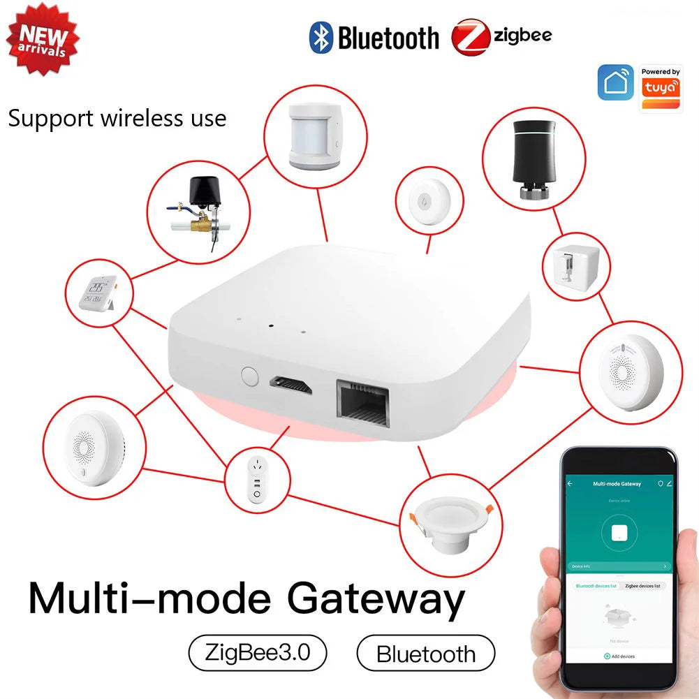 Tuya ZigBee 3.0 Smart Gateway Hub Smart Home Bridge Smart Life APP Wireless Remote Controller Works with Alexa Google Home
