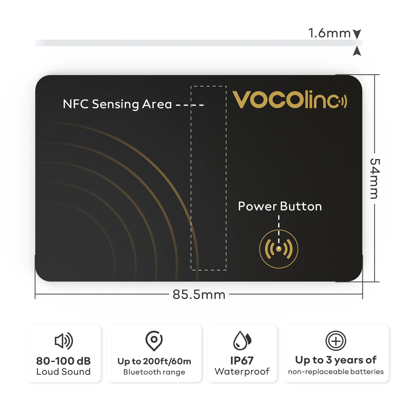 VOCOlinc Ultra-thin Wallet Tracker Card, Smart Tag Wallet Tracker, Bluetooth Pairing Find My Item Finder Anti-lost Alarm Locator
