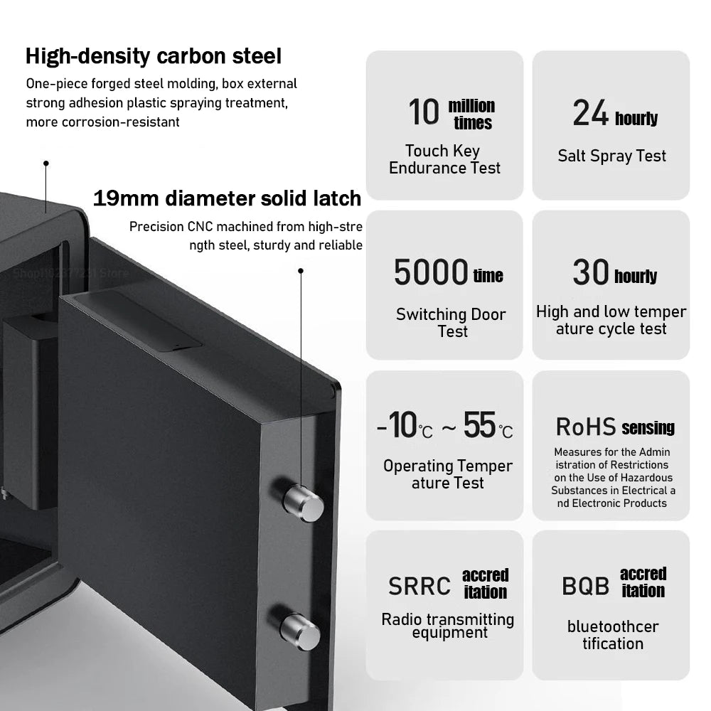 New MIJIA Smart Safe Deposit Box Fingerprint Unlock Work with Mijia App 65Mn Anti-Drilling Steel Plate Vibration Warning