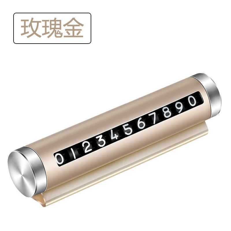 Metal Car Temporary Parking Card Stickers Park Stop in Car-styling Auto Accessories Universal Rotate Phone Number Plate Aluminum