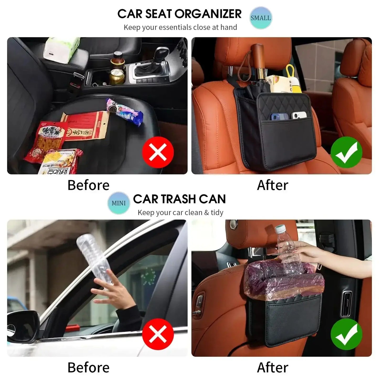 Multi-Function Car Seat Back Organizer | Portable Foldable Design with Hanging Pockets & Storage