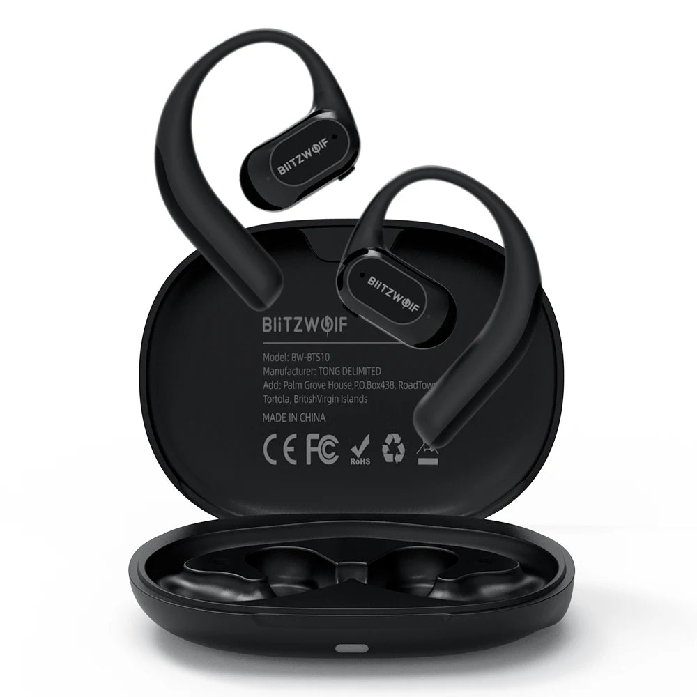 BlitzWolf BW-BTS10 OWS bluetooth Earbuds Bone Conduction Earphone with Mic Game Low Latency IPX8 Waterproof Open Ear Earhooks