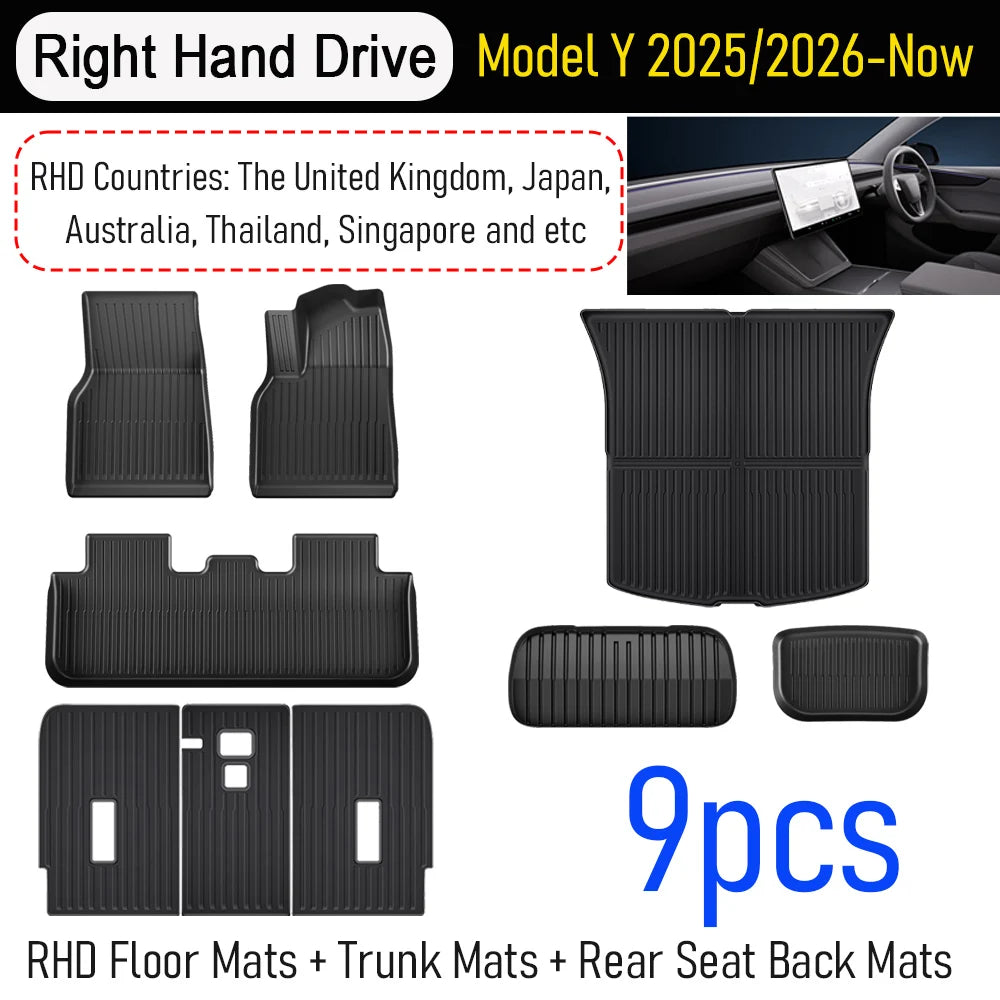 for Tesla Model Y Juniper 2025 2026 Car Floor Mats Cargo Liner Trunk Mats Backrest Kick Pads Protection Car Interior Accessories