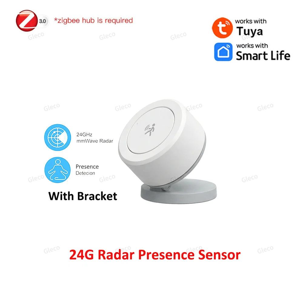 Zigbee 24G MmWave Human Presence Sensor Mini Radar Detector for Tuya Smart Home Smart Life Z2M PIR Motion Sensor Need Gateway