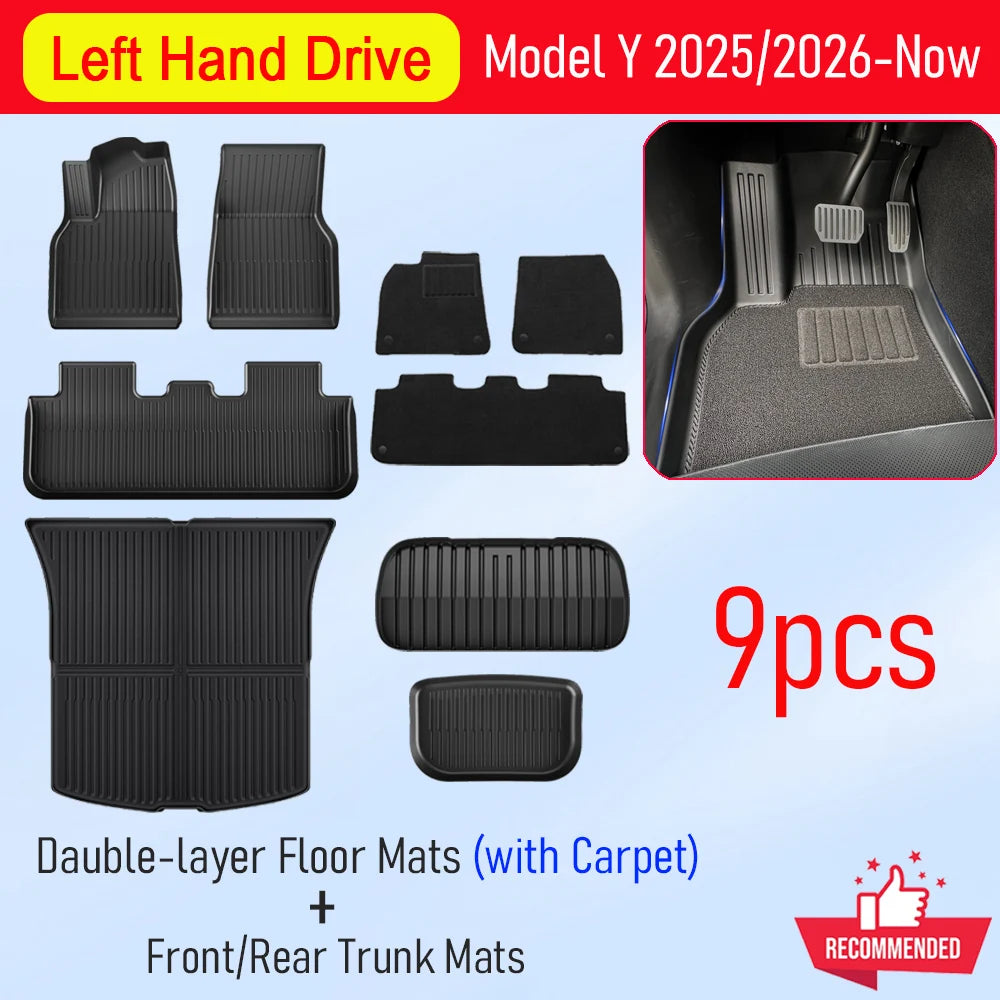 for Tesla Model Y Juniper 2025 2026 Car Floor Mats Cargo Liner Trunk Mats Backrest Kick Pads Protection Car Interior Accessories