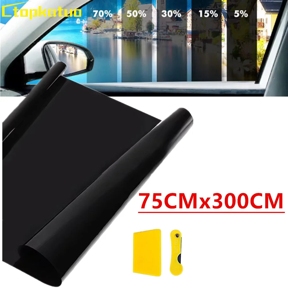75CMx300CM Black Car Body Film Window Tint Film Polarized for Cars Office Home Glass Sunshade Summer UV Protector