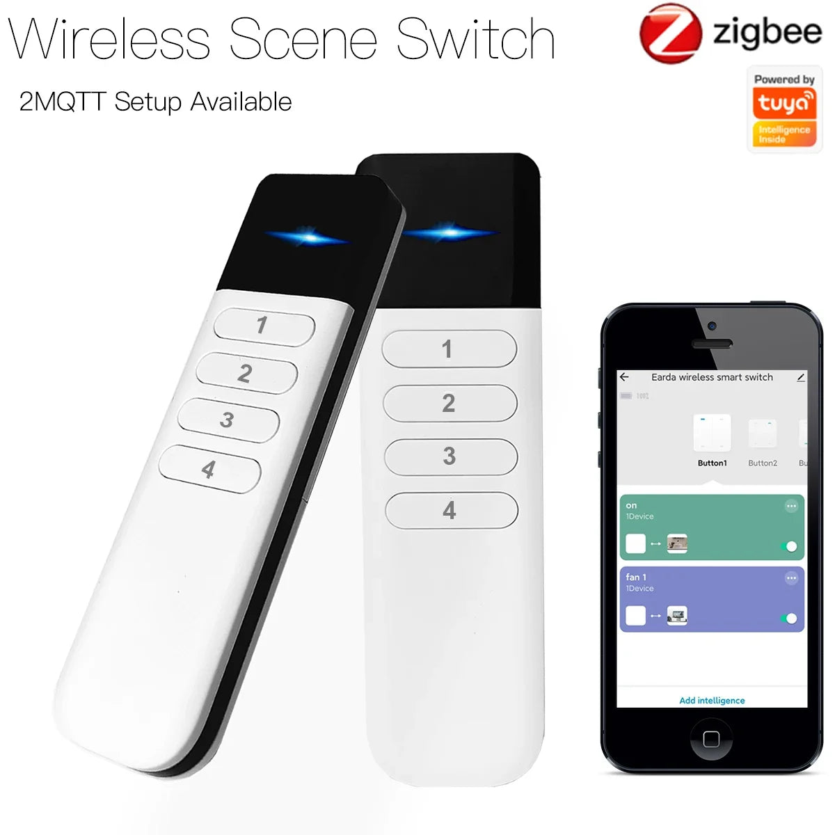 Tuya ZigBee Wireless Portable Remote Control 4 Zone LED Dimmer Smart Home Scene Control Switch Smart Life APP Fr Assistant 2MQTT