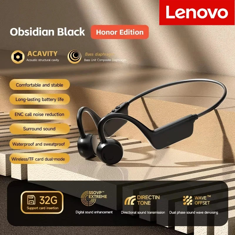 Lenovo Bone Conduction Headset Wireless Bluetooth 5.4 IPX8 Waterproof Swimming Sports Headphone  With Mic Exercise Fitness 2026