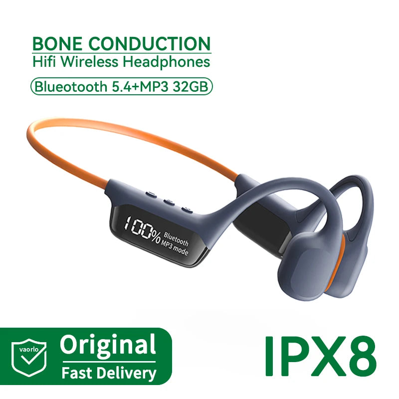 S10 Bluetooth 5.4 True Bone Conduction Headphone HIFI Music Headset 32GB MP3 Player LED Digital Display IPX8 Waterproof For Swim