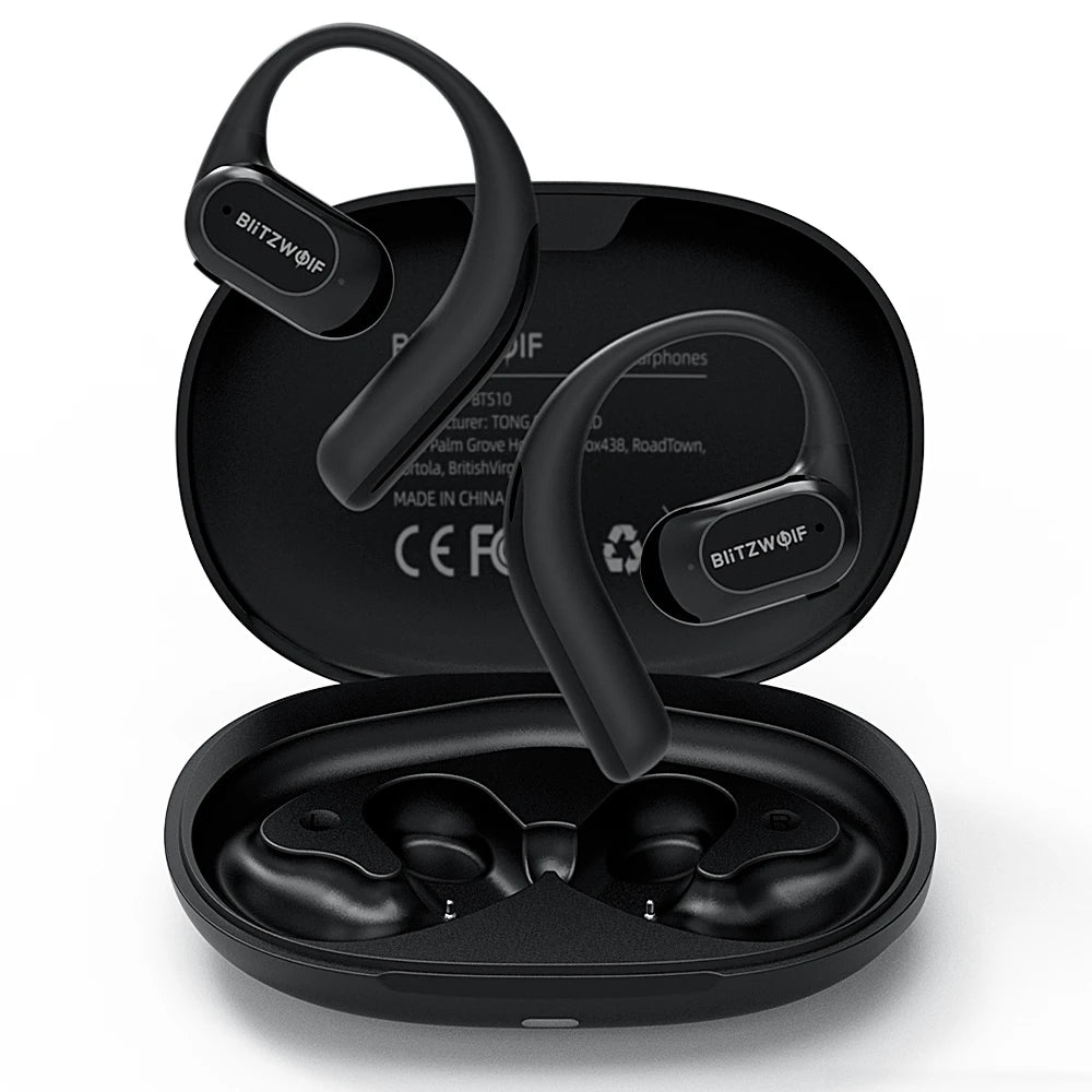 BlitzWolf BW-BTS10 OWS bluetooth Earbuds Bone Conduction Earphone with Mic Game Low Latency IPX8 Waterproof Open Ear Earhooks