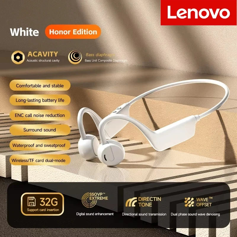 Lenovo Bone Conduction Headset Wireless Bluetooth 5.4 IPX8 Waterproof Swimming Sports Headphone  With Mic Exercise Fitness 2026