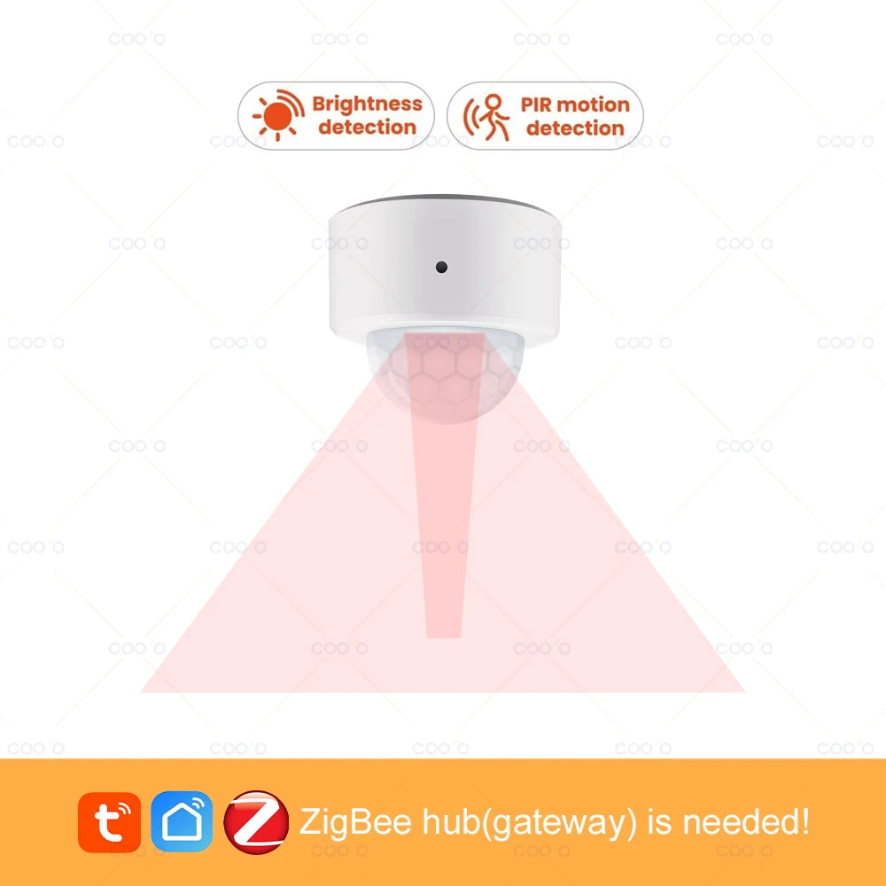 New Tuya Zigbee PIR Motion Sensor Infrared Human Body Move + Bright Lux Light Detector Burglar Alarm Sensor work with Smart Life