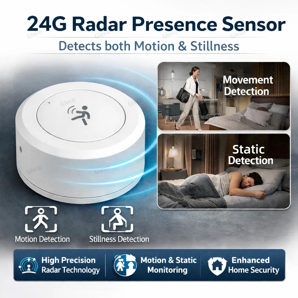 Zigbee 24G MmWave Human Presence Sensor Mini Radar Detector for Tuya Smart Home Smart Life Z2M PIR Motion Sensor Need Gateway