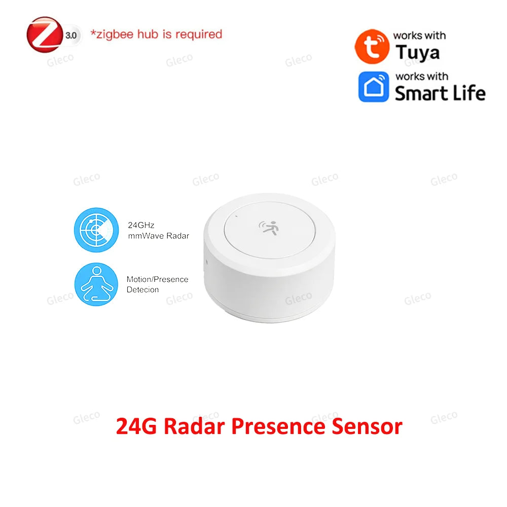 Zigbee 24G MmWave Human Presence Sensor Mini Radar Detector for Tuya Smart Home Smart Life Z2M PIR Motion Sensor Need Gateway