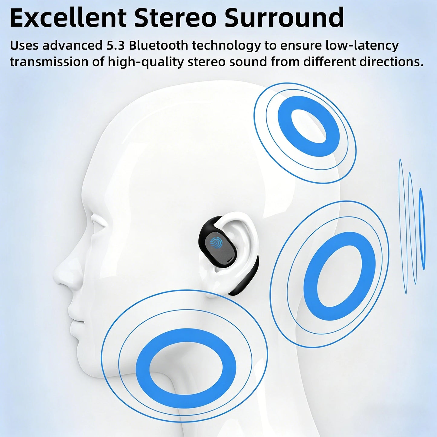 Portable Earbuds Bone Conduction Earphones Bluetooth HiFi 9D Stereo Noise Reduction Waterproof Outdoor Wireless Headset