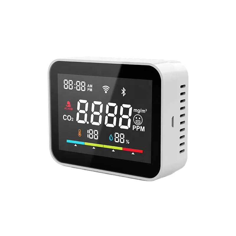 Tuya WI-FI Smart Co2 Meter Box Accurate Real Time Indoor Smoke Alarm Detector for Ventilatie Corona Safety Carbon Dioxide Sensor