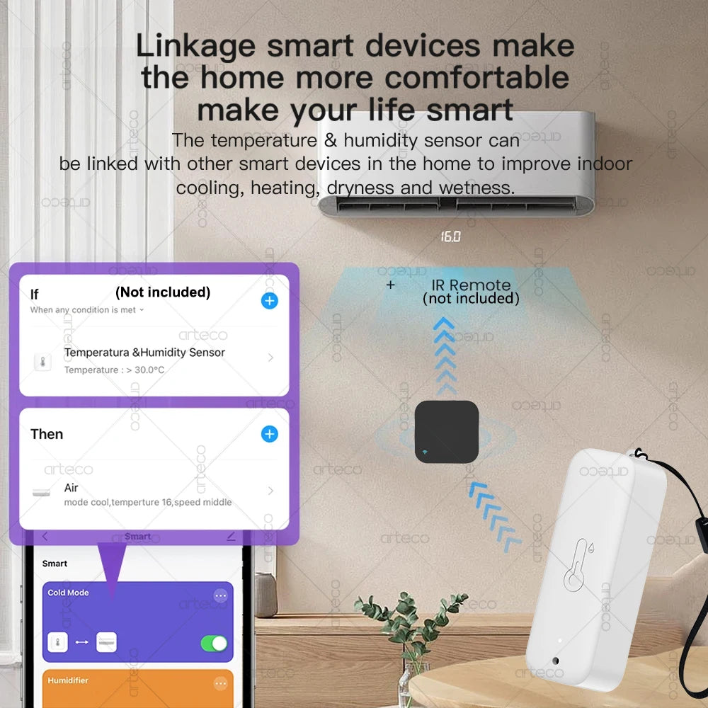 Zigbee 3.0 Temperature Humidity Sensor Thermometer Smart Life Works with Google Assistant Yandex Alice Z2M ,IP65 Waterproof+Rope