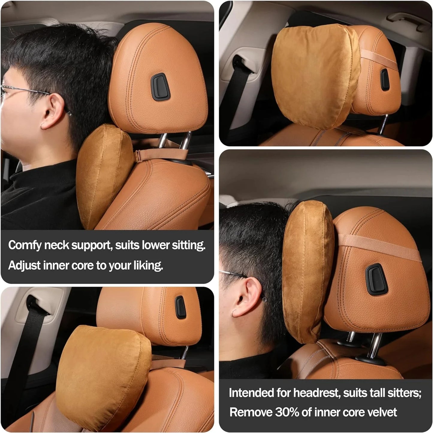 Automatic memory cotton protective pad for car seat headrests, suitable for head support of gaming chairs