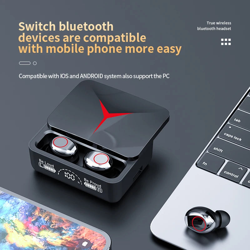 M90/M28/X15/S20 Pro Bluetooth 5.3 Earbuds Wireless Headphones, Touch Control Gamer Headset HIFI Stereo & Noise-Canceling Mic