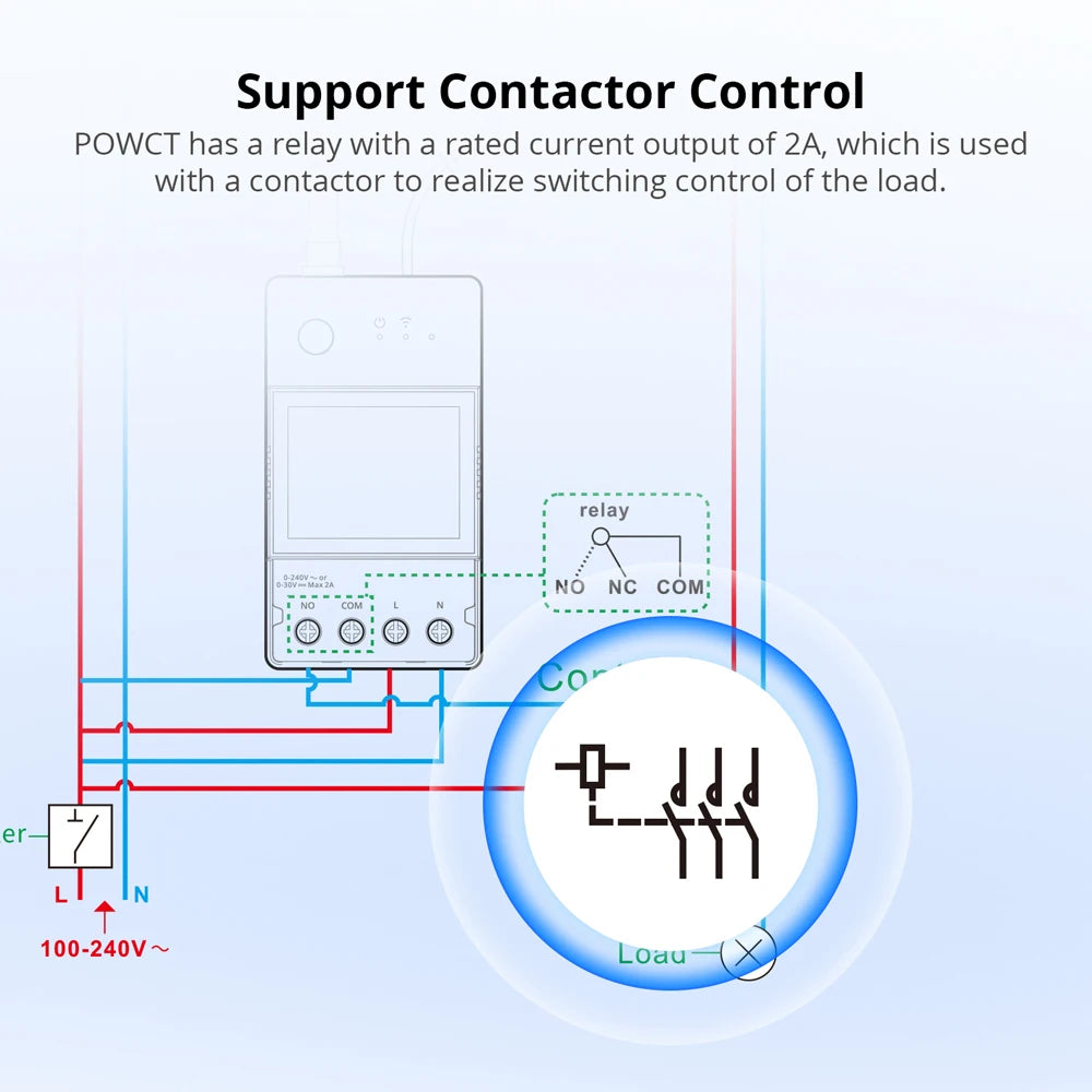 SONOFF POWCT Ring Smart Power Meter ESP32 Chip Non-Contact CT 100A Energy Monitor Contacter Control Works with Alexa IFTTT