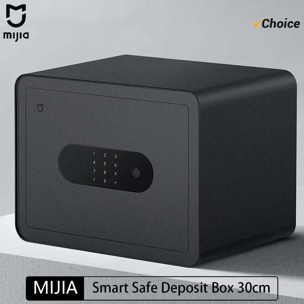 New MIJIA Smart Safe Deposit Box Fingerprint Unlock Work with Mijia App 65Mn Anti-Drilling Steel Plate Vibration Warning